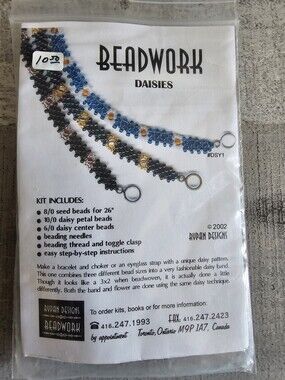 Vtg Beadwork Daisies Kit + Beads Choker Bracelet Eyeglass By Rypan Designs